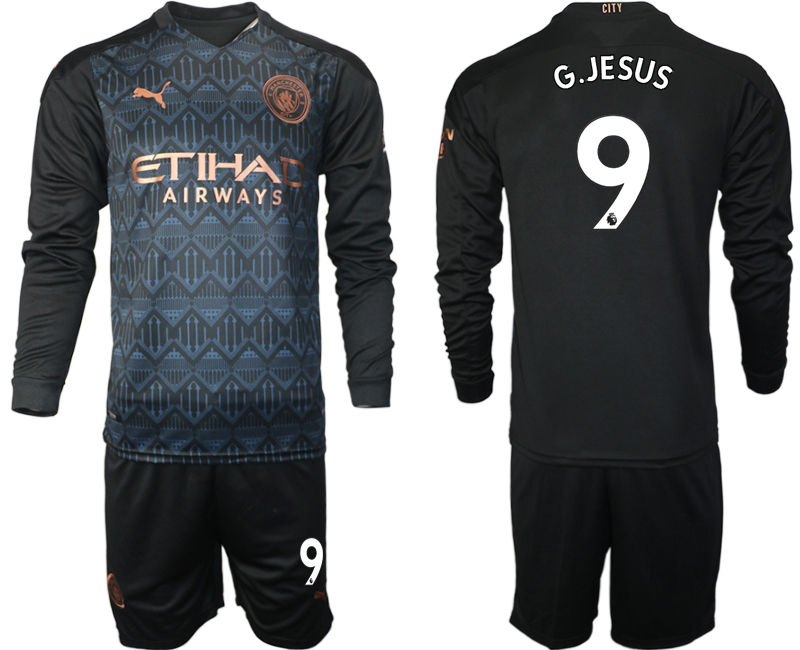 Men 2021 Manchester city home long sleeve #9 soccer jerseys->marseille jersey->Soccer Club Jersey